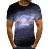 Camisetas masculinas de verão estriado céu estrelado 3d padrão 2023 moda moda casual manga curta redonda pescoço hip hop top roupas de camiseta