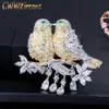 Élégant cubique zircone couleur or et argent chanceux mignon oiseau fil broches broche pour femmes bijoux accessoire BH007 2107142808