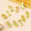 Golden Birthday Candles 0-9 Number Candle Smokeless Candle Creative Cake Decoration Birthday Party Decorations Separate PVC Box Packaging SN4476