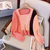 Puntos de mujer Mujeres Patchwork Pink Cardigan Suéter de punto Damas 90s Moda Manga larga Punto Coreano Jumper Top Y2K Ropa vintage