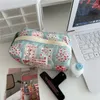 Cosmetic Bags Hylhexyr Female Girl Blue Lamb Pattern Makeup Pouch Cotton Cloth Flip Wash Bag Portable Travel Storage With Zipper