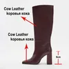 Ботинки Meotina ZA, женские модные длинные ботинки до колена из натуральной кожи с квадратным носком и блочным каблуком, осенне-зимняя обувь 231006