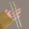 Haarspeldjes Chinese Oude Stijl Hars Bamboe Knopen Stok Voor Vrouwen Vintage Hanfu Groene Kristal Charme Haarspeld Accessoires