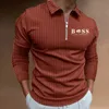 Polos pour hommes vendant décontracté rayé à manches longues Polo automne revers fermeture éclair t-shirt haut golf street wear S3XL 231006