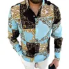 Богемная футболка с длинным рукавом, рубашки Blusa, модная мужская блузка с принтом в стиле ретро, модная мужская блузка в стиле хиппи в стиле бохо, топ Blouse347N