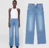 Autumn Womens Jeans Mid-waist access control breasted washed trousers with trimmed High street Top 26-30