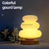 Lámparas de mesa Lámpara de mesa LED creativa de calabaza Ins Girl luz cálida dormitorio mesita de noche lámpara de mesa de cristal atenuación Control remoto luz nocturna colorida YQ231006