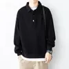 Herren-Polobekleidung, Baggy-Schwarz-Top, Polo-T-Shirt für Herren, einfarbig, Sweatshirts, einfarbig, 90er-Jahre, Vintage, Harajuku-Mode, langärmelig, Full It 231006