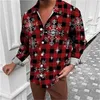 Camicie casual da uomo Camicia a maniche lunghe con risvolto Albero di Natale Stampato in 3D Top Abbigliamento per le vacanze per feste Design alla moda e morbido