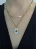 Pendant Necklaces Peri'sbox Stainless Steel Gold Plated Natural Shell Rectangle Double Chain Layered Necklace Women Boho Sunburst Jewelry