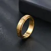 Hip Hop Punk Drehbarer Ring Herren Edelstahl Römische Digitalringe Graviert Vielseitiger Paarring Schwarzgold Herren Großhandel Verlobung Gothic Schmuck Bijoux