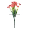 Dekoracyjne kwiaty wieńce 34 cm plastikowe 5-częściowe fiolet 10 szt.