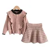 Clothing Sets Baby Girls Sweater Outfit Newest Winter Knitted Ruffles Solid Color Casual Top Skirt Clothing 230927