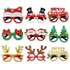 Décorations de Noël 9 pièces joyeux noël lunettes cadre noël fête décoration Po stand accessoires lunettes Navidad année fournitures enfants cadeau 231005