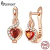 Hoop Huggie 925 Sterling Silver Love Bond Ear Clips Rose Gold Red Heart Buckles for Women Birthday Party Fine Jewelry BSE815 231005