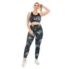 Kvinnors tvåbitar byxor Sport Set Kvinnors tröjor stor storlek Matchande tankar Gym Wear Yoga Fitness Clothing Leggings Tights L XL XXL XXXL