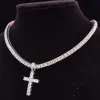 Anhänger Halsketten Männer Frauen Hip Hop Kreuz Halskette Mit 4mm Zirkon Tennis Kette Iced Out Bling HipHop Schmuck Mode geschenk