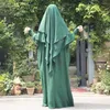 Etniska kläder abaya khimar set bönkläder kvinnor smockade manschett batwing klänning 2 lager hijab halsduk dubai turk islam hijabi jilbabs ramadan