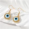 Urok Clear Turkish Błękitne Złe Uroki Kolczyki dla kobiet Nowe modne modne Lucky Wisel Ear Biżuteria Upuść Dhgarden Dhmob