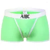 Underpants AIBC Marca Homens Underwear Boxer Shorts Gelo Seda Espaço Armazém Sexy Cintura Baixa Fina Elástica