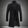 Hommes Trenchs manteaux vêtements d'extérieur simple boutonnage revers Long manteau veste mode automne hiver pardessus décontracté grande taille laine 231005