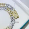 Custom Name Clasp Yellow Gold Mix White Gold Hip Hop 15mm Solid Iced Out Moissanite Chain