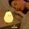 テーブルランプLED NIGHT LIGHT PEARE布充電式/バッテリーカラフルな薄暗いタッチシリコーンテーブルランプベッドサイドデコレーションライトキッドギフトYQ231006