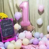 Other Event Party Supplies 63pcs Pastel candy Pink 1st 2nd 3rd Foil Number Balloon set Macaron Latex Ballons Girl Princess baby shower Birthday Party decor 231005