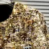 Women's Jackets High Quality Fall Heavy Industry High-definition Light Luxury Gold Sequin Thickened Tweed Short Jacket Women Luxury Gold Jacket 231006