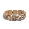 Natural Wooden Catholic Jewelry Christian Jesus Faith Rosary Bracelet Religious Jewelry269N