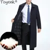 Men's Wool Blends Tcyeek Winter Mens Long Coats 5XL Men's Woolen Jackets Cashmere Coat Business Casual Mink Fur Collar Coat Overcoat Veste Homme 231005