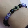 SN0440 8mm Black Matte Onyx Bracelet For Men Antique Bronze Hamsa Charms bracelets Amethyst crystal bracelet245Y