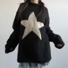 Europese en Amerikaanse unisex hiphop gebreide trui dames Y2K grunge vintage sterpatroon trui winter gothic casual gebreide trui met lange mouwen