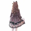 Theme Costume Womens Steampunk Classic Long Sleeve Bowknots Sweet Lolita Dress Girls Printed JSK Vintage Lace Halloween Fancy OP