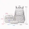 Borse da scuola 3 pezzi Set Borsa per ragazze Zaino per bambini Zaini per adolescenti Lunchbox per bambini con astuccio per bambini 2023 Nero 231005