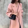 Women's Wool Blends Fashion Belt Woolen Coat Mid Length AutumnWinter High End Loose Over Knee Korean 231006