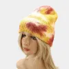 Woolen Tie-Dye Graffiti Gradient Trend Strickmützen Männer Frauen Herbst Winter Straße Winddichte Wärme Hip Hop Hut Bald Cold Cap XDJ058 LL