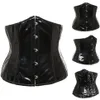 Gothic Fetish Black Underbust Corset PVC Vinyl Bustier Lace-up Top Punk S-2XL Body Shaper202d