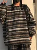 Kadın Sweaters Çizgili Sweaters Kadınlar Büyük Boy Alacaklar Sonbahar Kış Örgü Sweater Hip Hop Ulzzang BF Unisex Jumper Ladies Retro Çiftler Tops 231005