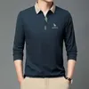 Mens Polos Business Long Sleeved Wear Golf Tshirt Spring and Autumn Clothing Casual Top Solid Simple Polo Shirt 231006