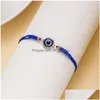 Charm Armbanden Turkse Lucky Blue Eye Armband Voor Vrouwen Mannen Handgemaakte 8Mm Evil Kralen Kaart Armbanden Sieraden Drop levering Dhj9W