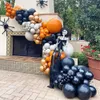 Autres fournitures de fête d'événement 156pcs Halloween Ballons Guirlande Kit Citrouille Feuille Ballon Double Ballons En Peluche Kit 3D Effrayant Bat Décor Globos Décorations 231005