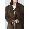 Women's Suits UNXX 2023 Winter Casual Vintage Wool Suit Coat Women Loose Fashion Woolen Blazer Jacket Female Brown Black Retro Blazers