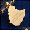 Naszyjniki wisiorek mapa stali nierdzewnej Etiopii łańcuch łańcucha biżuterii upuszczenie wisiorki OT0QL