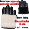 Fem fingrar handskar hjortskinn mönster manliga läderhandskar fårskinnfur i en handskar kvinnlig getskinn får pälsvull handskar vinter förtjockande varm 231006