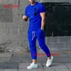 Herren-Trainingsanzüge, Herren-Hosen-Trainingsanzug, 2-teiliges Set, 3D-gedrucktes K, einfarbig, Kurzarm-T-Shirt, lange Hosen, Straßenkleidung, Herrenbekleidung 231006