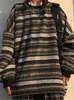 Kadın Sweaters Çizgili Sweaters Kadınlar Büyük Boy Alacaklar Sonbahar Kış Örgü Sweater Hip Hop Ulzzang BF Unisex Jumper Ladies Retro Çiftler Tops 231005