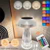 Bordslampor 3/16 Färger Transparent Nightlights Mushroom Lamp Bedroom Night Lamp Jellyfish Lamp Atmosphere Decoration Crystal Table Light YQ231006