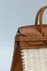 Luxury Handbag Quality Designer väskor 25 cm Ranttan totalt äkta läder helt handgjorda inuti lammhud grossistpris