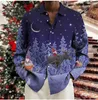 Camicie casual da uomo Camicia a maniche lunghe con risvolto Albero di Natale Stampato in 3D Top Abbigliamento per le vacanze per feste Design alla moda e morbido